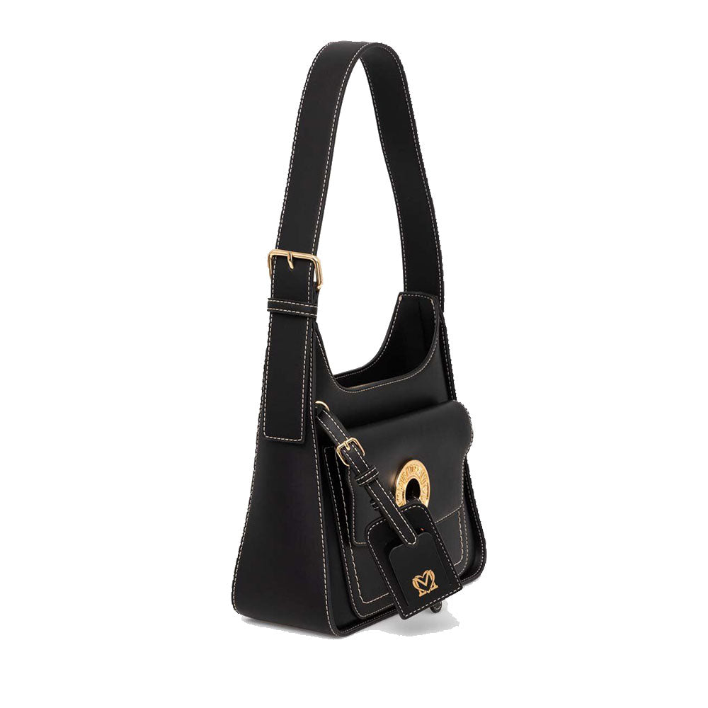 LOVE MOSCHINO LOGO EYELET LINIE
Schwarze Hobo-Schultertasche 