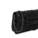 Borsa Donna a Spalla LOVE MOSCHINO linea Quilted Tab Nero con Logo Canna di Fucile