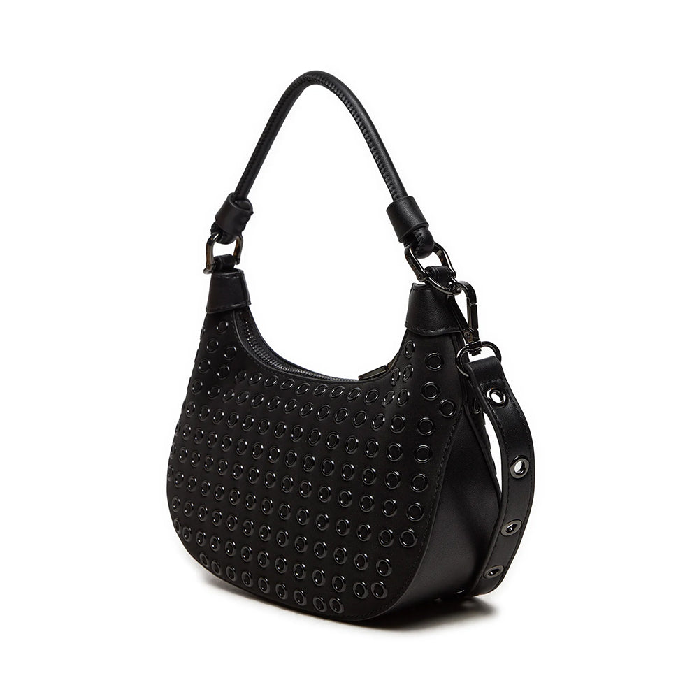 LOVE MOSCHINO Schwarze Glam Up Line Hand-Hobo-Tasche mit Gunmetal-Logo