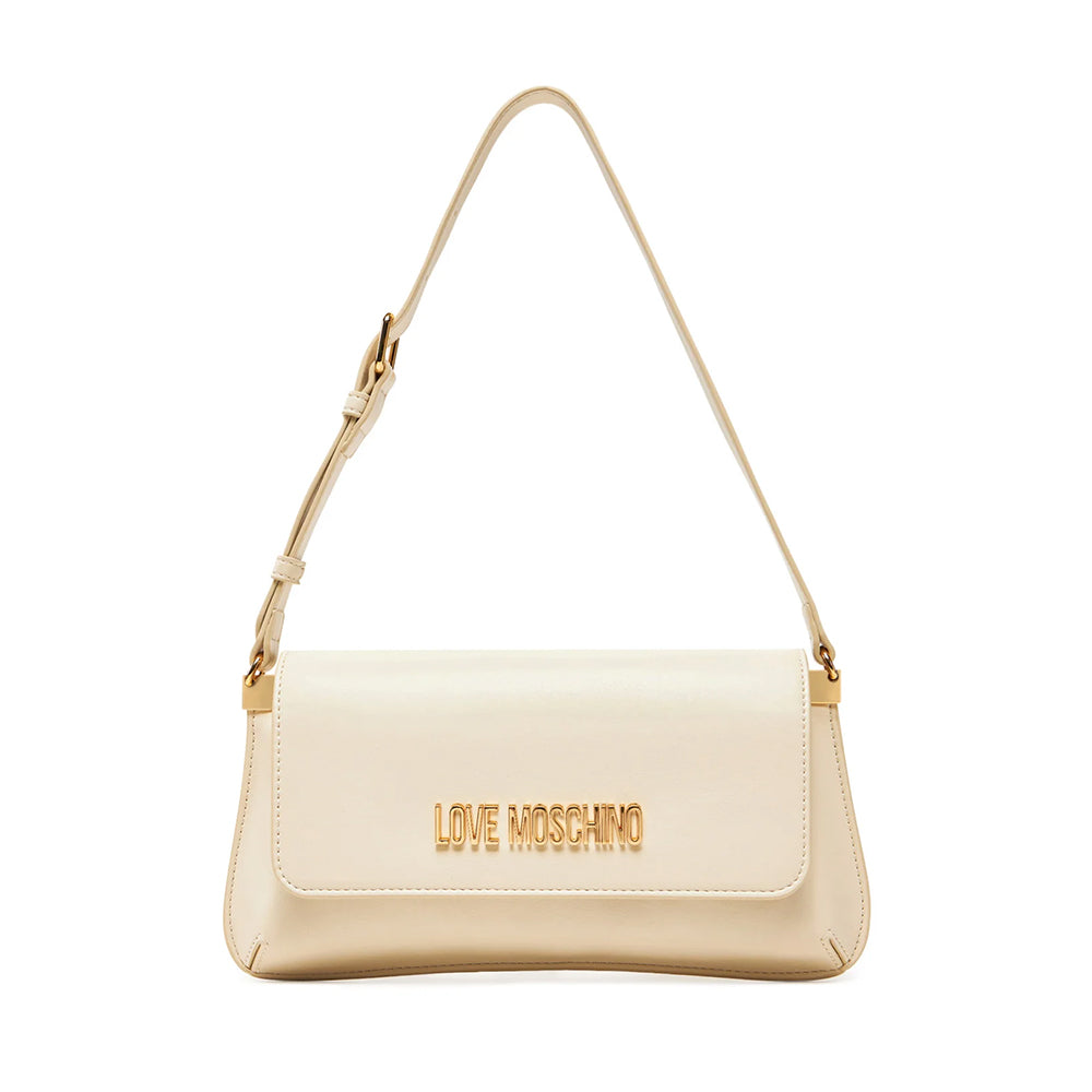Borsa Piatta a Spalla LOVE MOSCHINO linea Lettering Logo Avorio