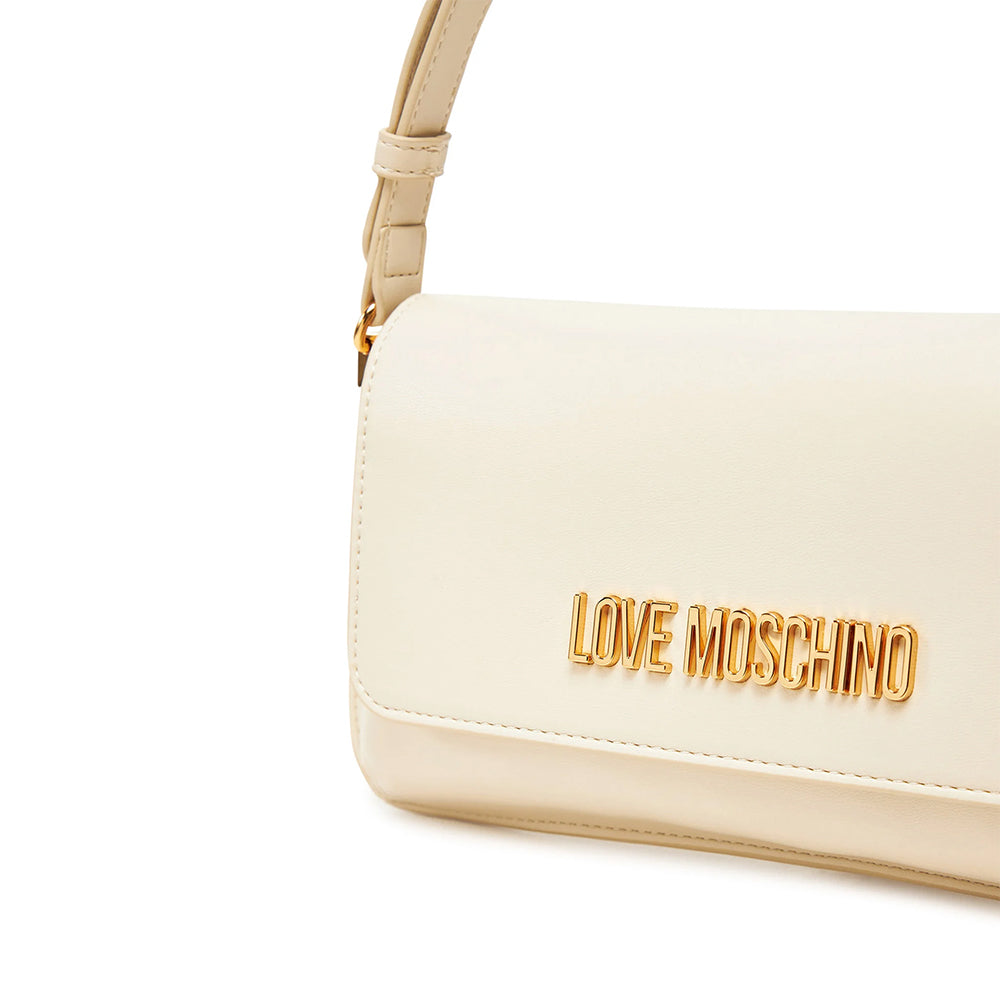 Borsa Piatta a Spalla LOVE MOSCHINO linea Lettering Logo Avorio