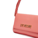 Flache Damen-Schultertasche LOVE MOSCHINO Modell Lettering Logo in Koralle