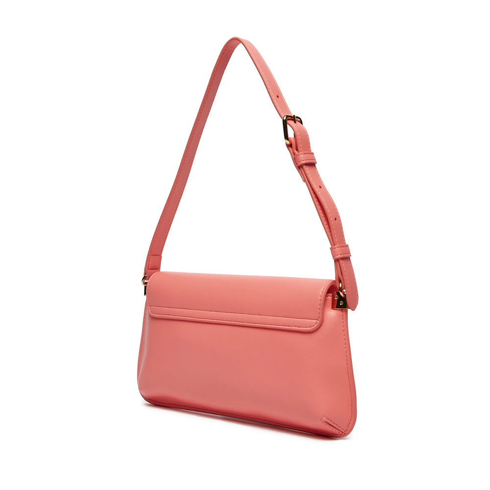 Flache Damen-Schultertasche LOVE MOSCHINO Modell Lettering Logo in Koralle
