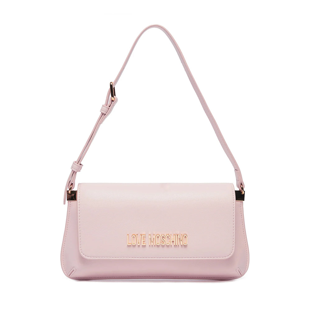LOVE MOSCHINO 
Flache Schultertasche mit Logo-Schriftzug in Puderrosa