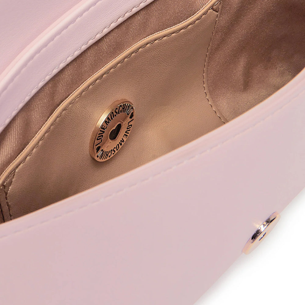 LOVE MOSCHINO 
Flache Schultertasche mit Logo-Schriftzug in Puderrosa