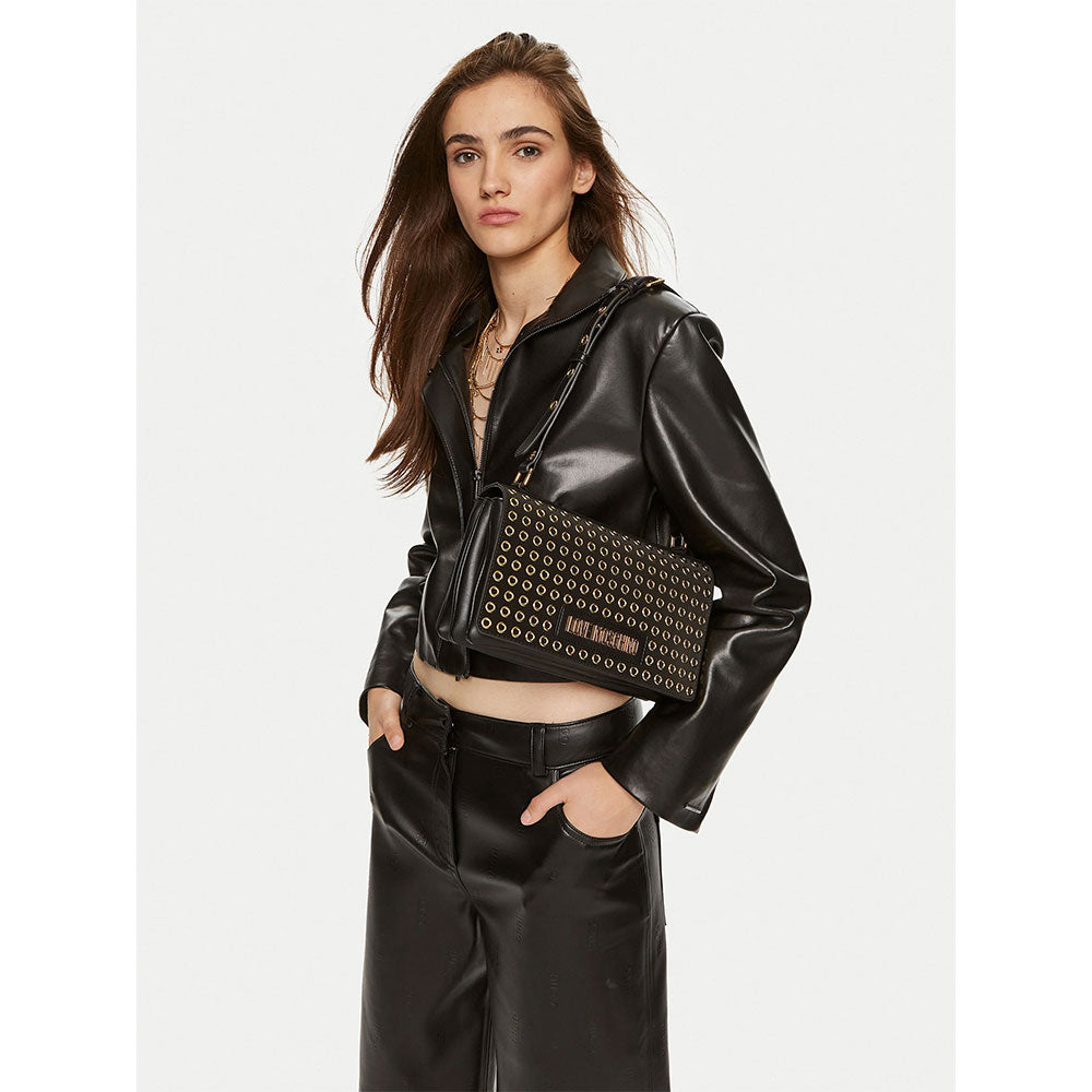 LOVE MOSCHINO Damen Umhängetasche Glam Up Linie Schwarz