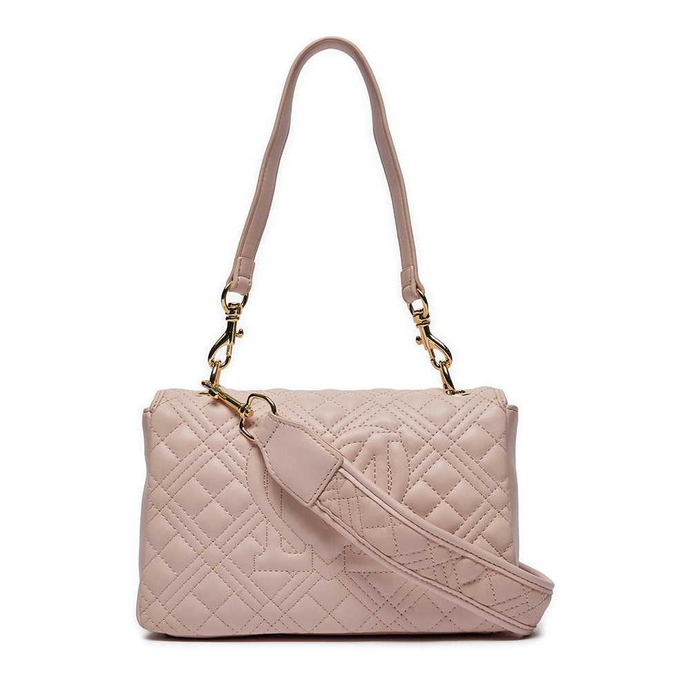 Gesteppte Schulter- und Umhängetasche für Damen LOVE MOSCHINO Logo-Schriftzug in Puderrosa