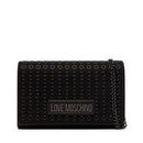 LOVE MOSCHINO GLAM UP LINIE
Damen-Clutch in schwarzem Leder mit Schultergurt und Gunmetal-Logo