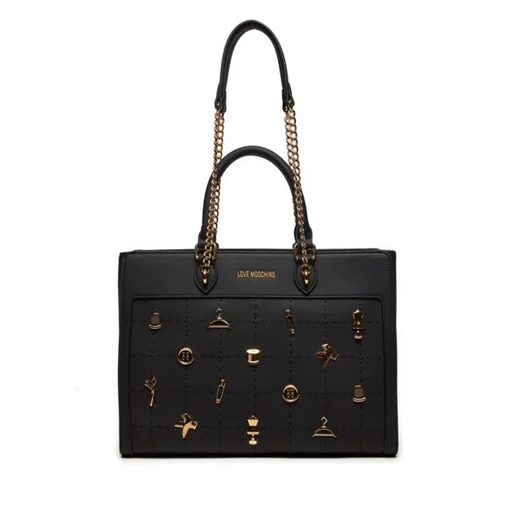 Shopping Bag a Mano e a Spalla LOVE MOSCHINO linea Tailoring Nera