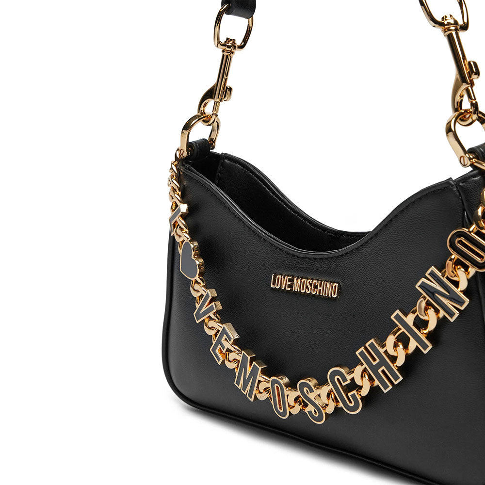 LOVE MOSCHINO Dangling Linie 
Hobo Bag aus schwarzem Leder