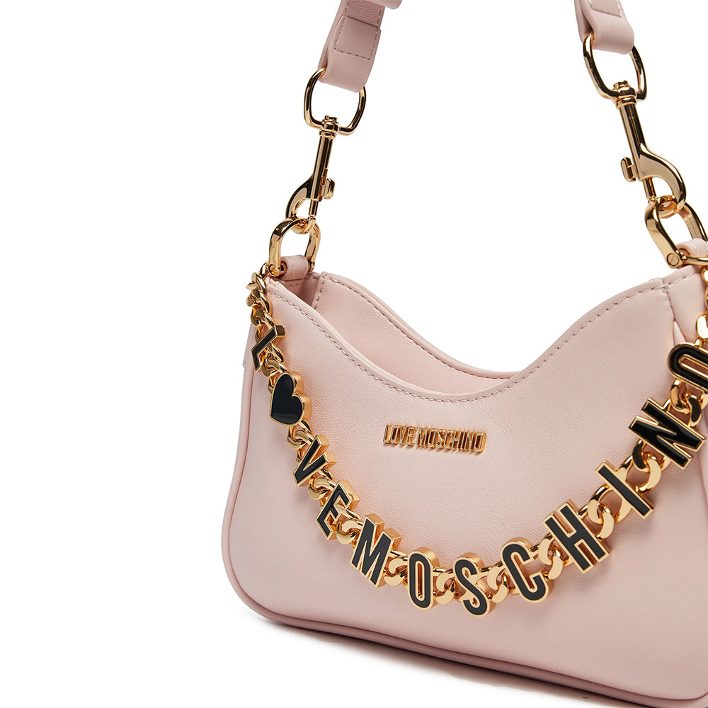 LOVE MOSCHINO Dangling Linie 
Hobo Bag aus puderrosa Leder