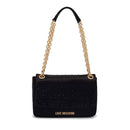 Borsa Donna a Spalla e Tracolla LOVE MOSCHINO in Raso Nero con Strass