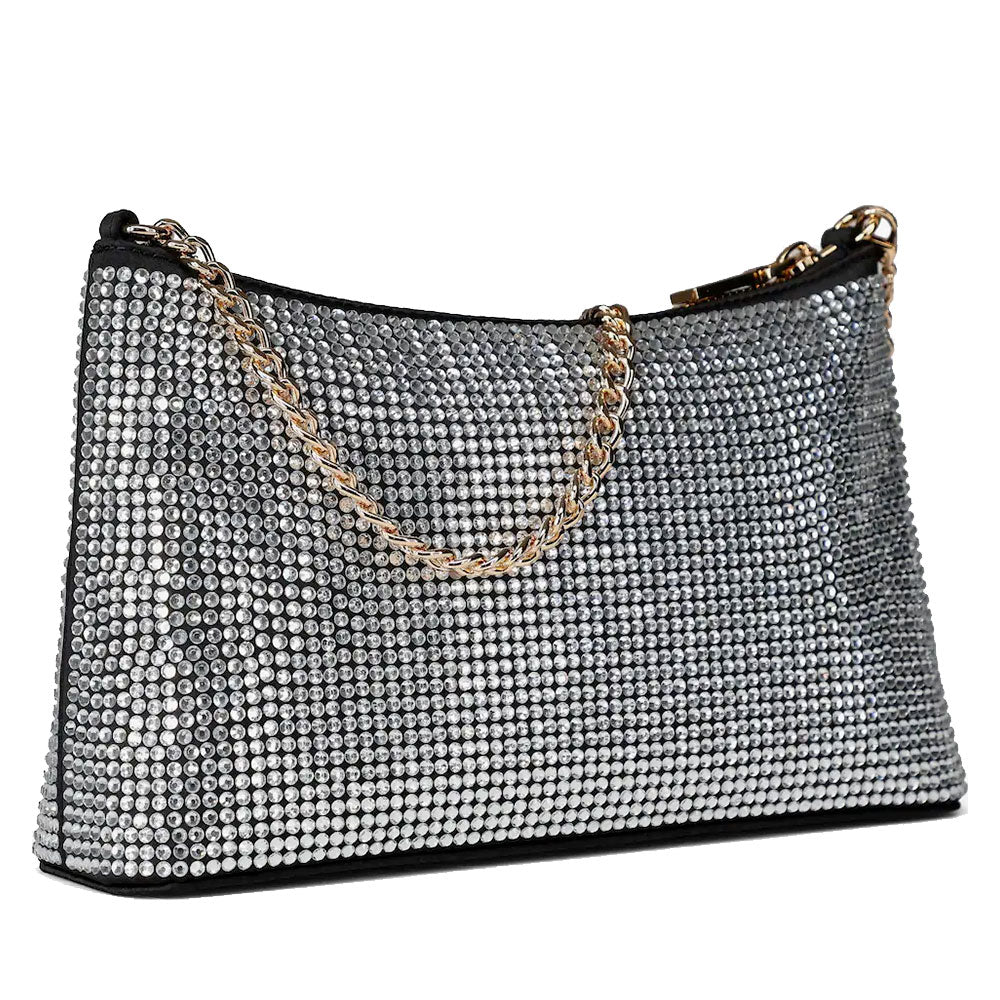 Borsa Donna a Spalla LOVE MOSCHINO Argento con Strass