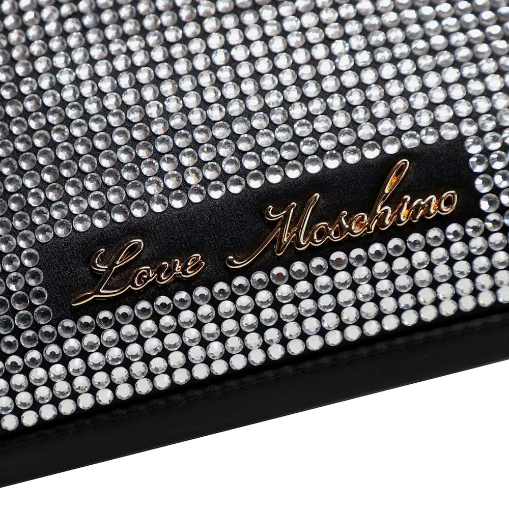 Borsa Donna a Spalla LOVE MOSCHINO Argento con Strass