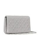 Damen-Clutch mit Schultergurt LOVE MOSCHINO Shiny Quilted Line in laminiertem Silber