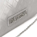 Damen-Clutch mit Schultergurt LOVE MOSCHINO Shiny Quilted Line in laminiertem Silber