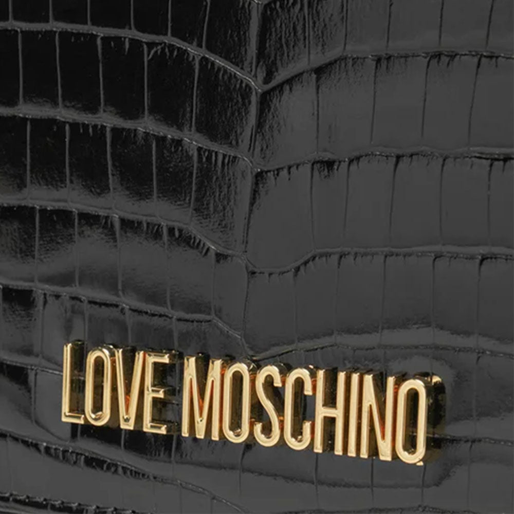 Clutch Donna con Tracolla LOVE MOSCHINO linea Shiny Croco Nero