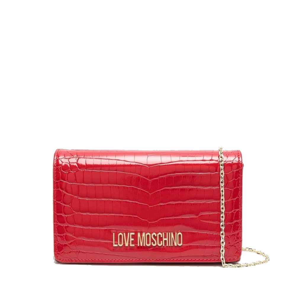 Clutch Donna con Tracolla LOVE MOSCHINO linea Shiny Croco Rosso