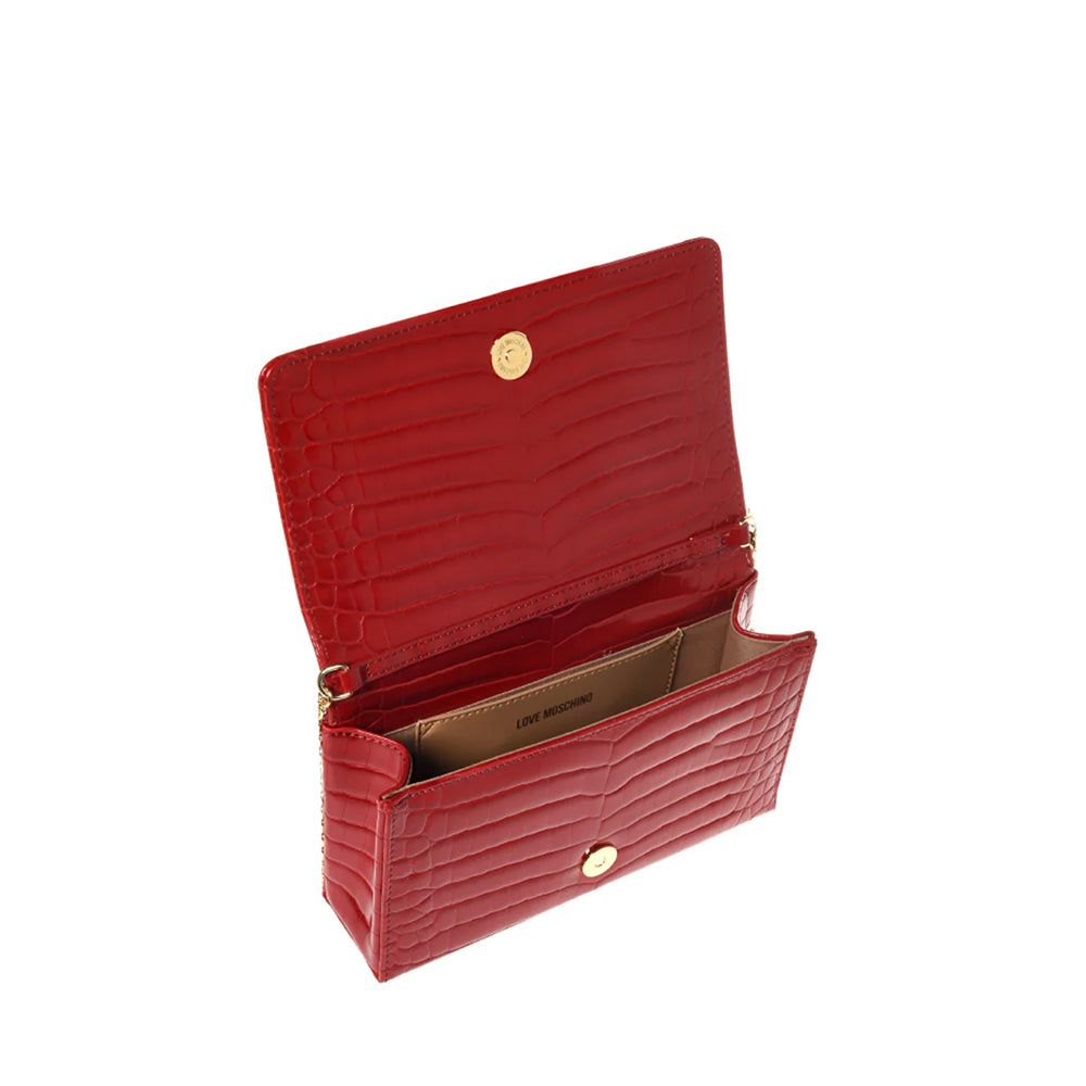 Clutch Donna con Tracolla LOVE MOSCHINO linea Shiny Croco Rosso