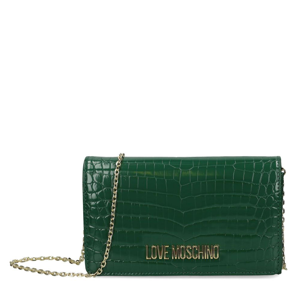 Clutch Donna con Tracolla LOVE MOSCHINO linea Shiny Croco Verde