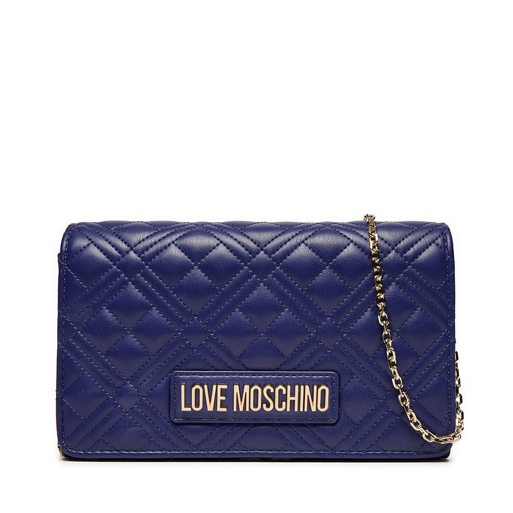 LOVE MOSCHINO Damen-Clutch mit Schultergurt Smart Daily Quilted Dark Blue-Linie