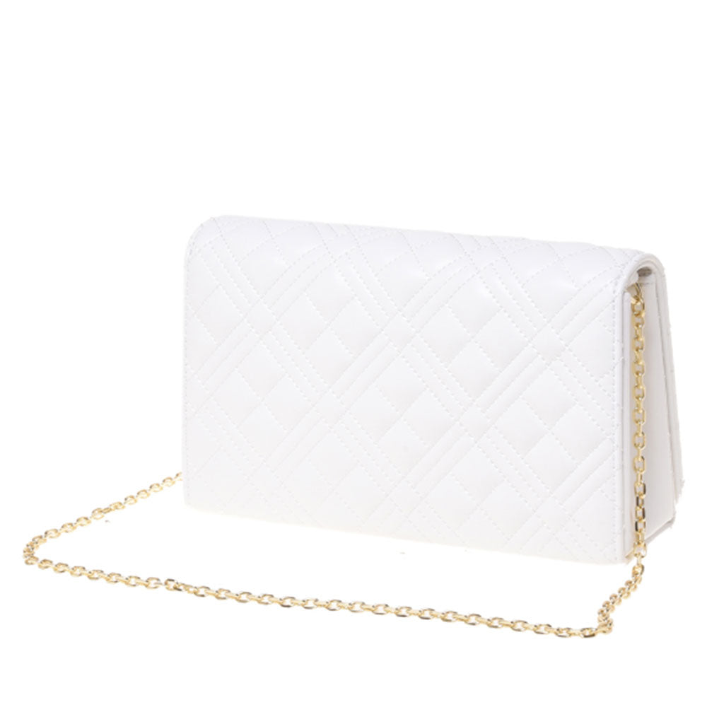 LOVE MOSCHINO Damen-Clutch mit Schultergurt Smart Daily Quilted White-Linie