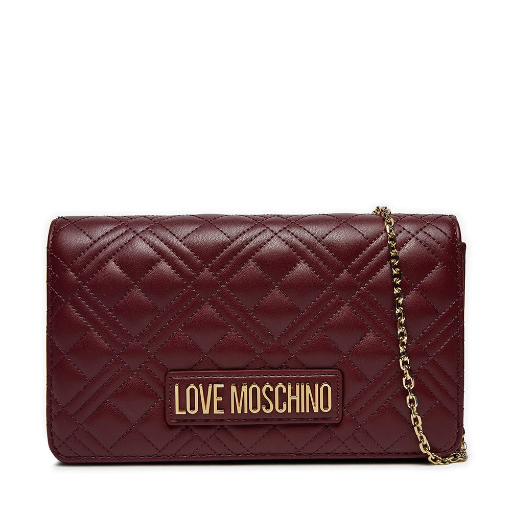 LOVE MOSCHINO Damen-Clutch mit Schultergurt Smart Daily Quilted Bordeaux-Linie