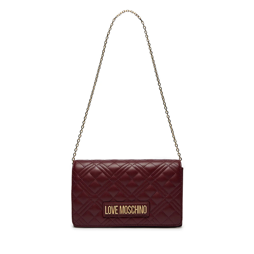 LOVE MOSCHINO Damen-Clutch mit Schultergurt Smart Daily Quilted Bordeaux-Linie