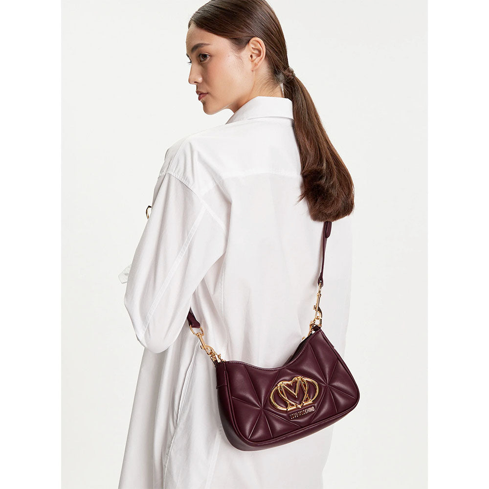 Borsa Donna a Spalla Trapuntata LOVE MOSCHINO linea Embossed color Vino