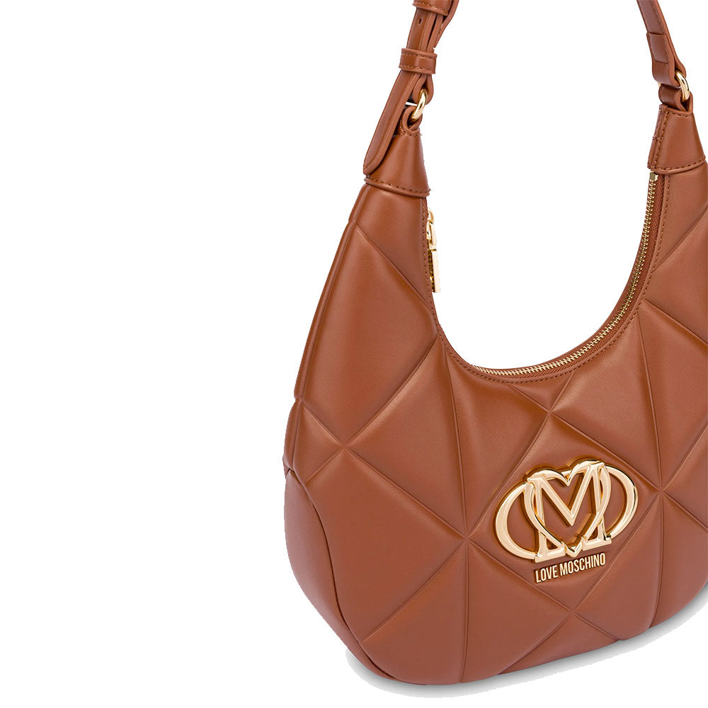 LOVE MOSCHINO Gesteppte Hobo-Tasche, Geprägte Linie, Kastanienfarbe