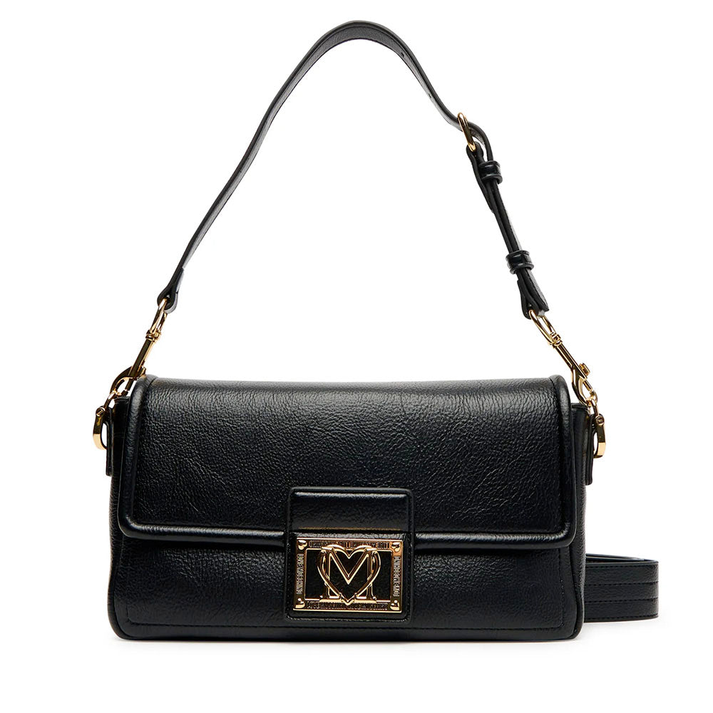 Borsa Donna a Spalla con Tracolla LOVE MOSCHINO Nera con Placca Quadrata con Logo