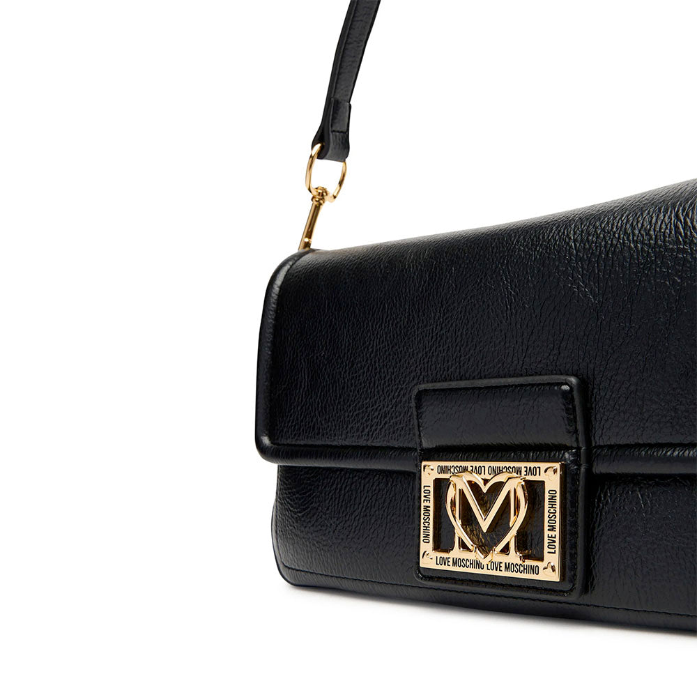 Borsa Donna a Spalla con Tracolla LOVE MOSCHINO Nera con Placca Quadrata con Logo