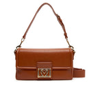 Damen-Schulter- und Umhängetasche LOVE MOSCHINO in Kastanienbraun mit quadratischer Logo-Plakette