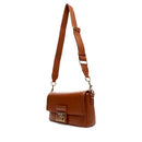 Damen-Schulter- und Umhängetasche LOVE MOSCHINO in Kastanienbraun mit quadratischer Logo-Plakette