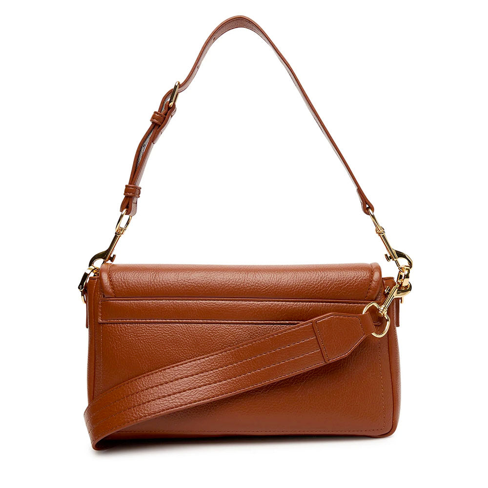 Damen-Schulter- und Umhängetasche LOVE MOSCHINO in Kastanienbraun mit quadratischer Logo-Plakette