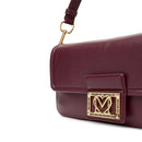 Borsa Donna a Spalla con Tracolla LOVE MOSCHINO color Vino con Placca Quadrata con Logo