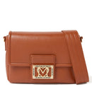 Damen-Umhängetasche LOVE MOSCHINO in Kastanienbraun mit quadratischer Logo-Platte
