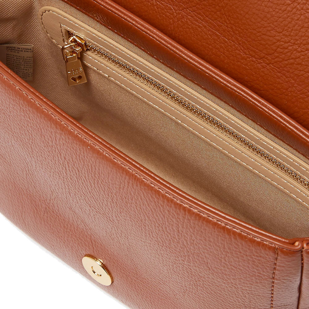 Damen-Umhängetasche LOVE MOSCHINO in Kastanienbraun mit quadratischer Logo-Platte