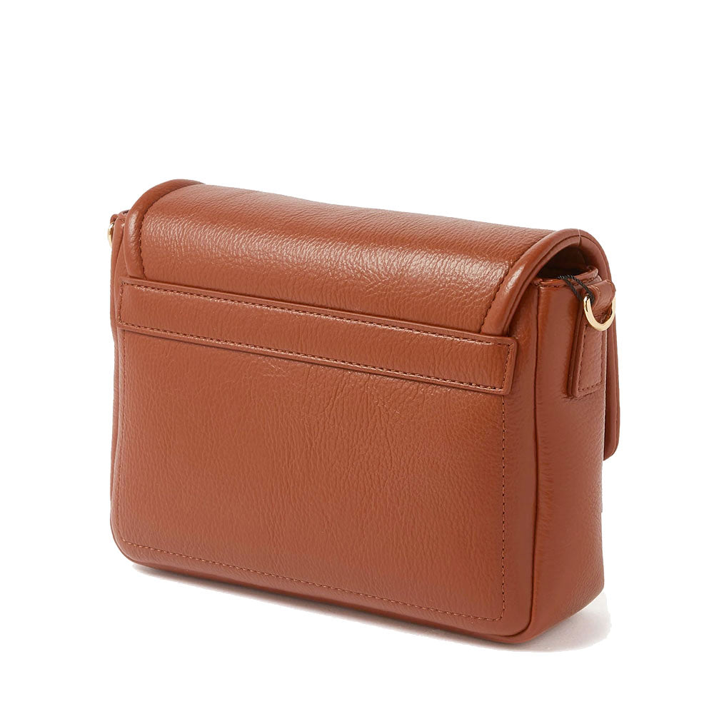 Damen-Umhängetasche LOVE MOSCHINO in Kastanienbraun mit quadratischer Logo-Platte