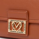 Damen-Umhängetasche LOVE MOSCHINO in Kastanienbraun mit quadratischer Logo-Platte