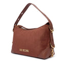 Borsa Donna Hobo Bag Large LOVE MOSCHINO linea Signature Zip in Velour color Cuoio