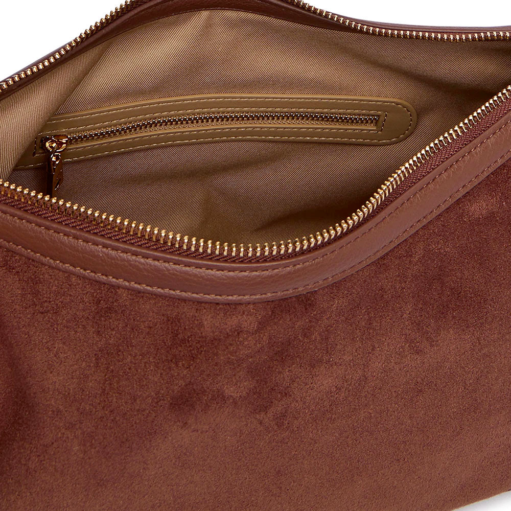 Borsa Donna Hobo Bag Large LOVE MOSCHINO linea Signature Zip in Velour color Cuoio