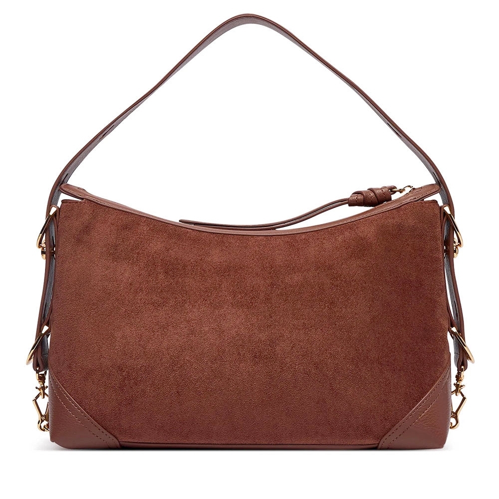 Borsa Donna Hobo Bag Large LOVE MOSCHINO linea Signature Zip in Velour color Cuoio