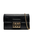 Clutch Donna con Tracolla LOVE MOSCHINO Nera con Placca Quadrata con Logo