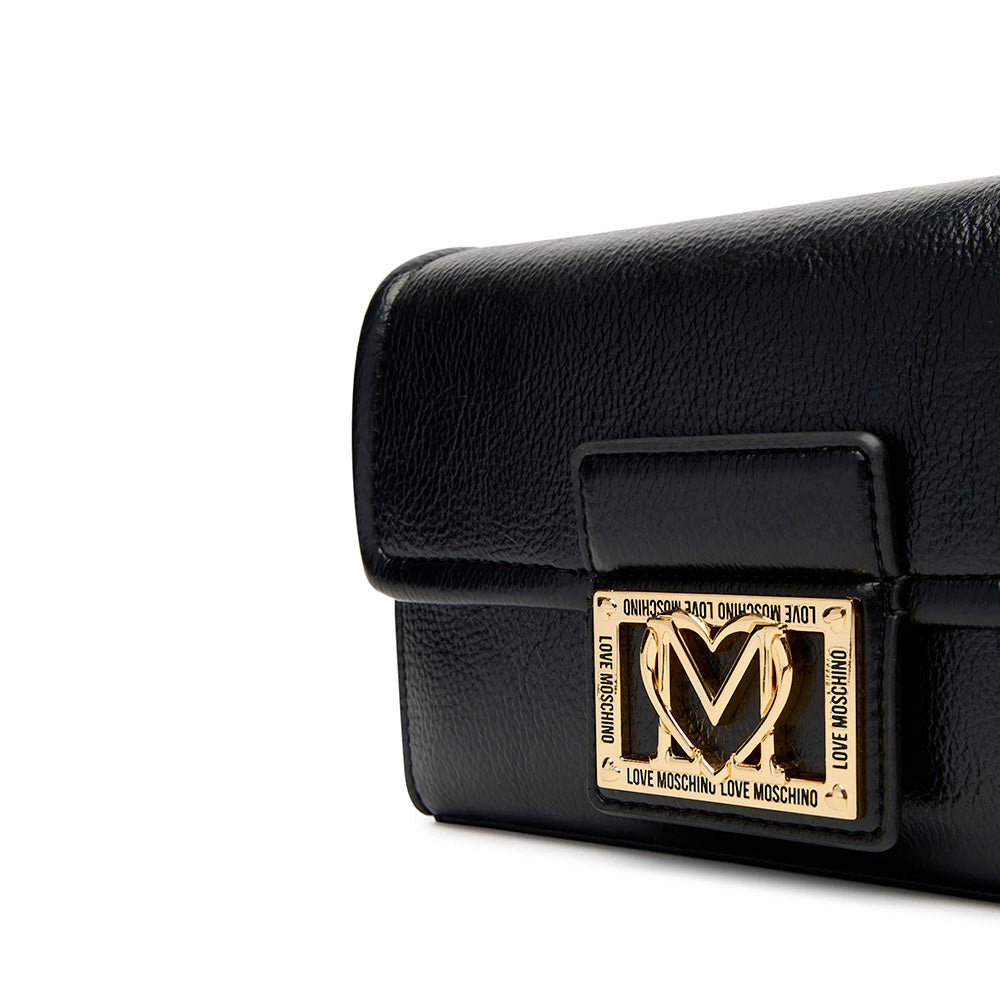 Clutch Donna con Tracolla LOVE MOSCHINO Nera con Placca Quadrata con Logo