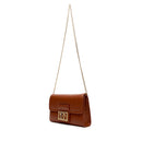 Women's Chestnut Crossbody Clutch Bag LOVE MOSCHINO with Square Logo Plaque