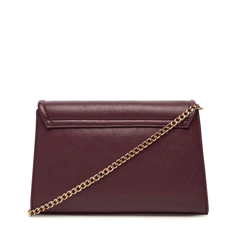Clutch Donna con Tracolla LOVE MOSCHINO color Vino con Placca Quadrata con Logo
