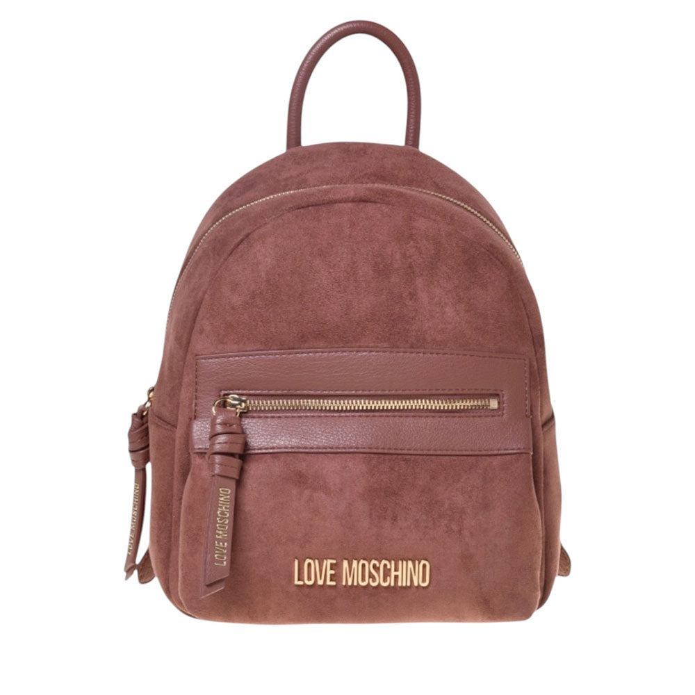 Zaino Donna LOVE MOSCHINO linea Signature Zip in Velour color Cuoio