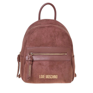 Rucksack Damen LOVE MOSCHINO Linie Signature Zip aus Veloursleder in der Farbe Cuoio