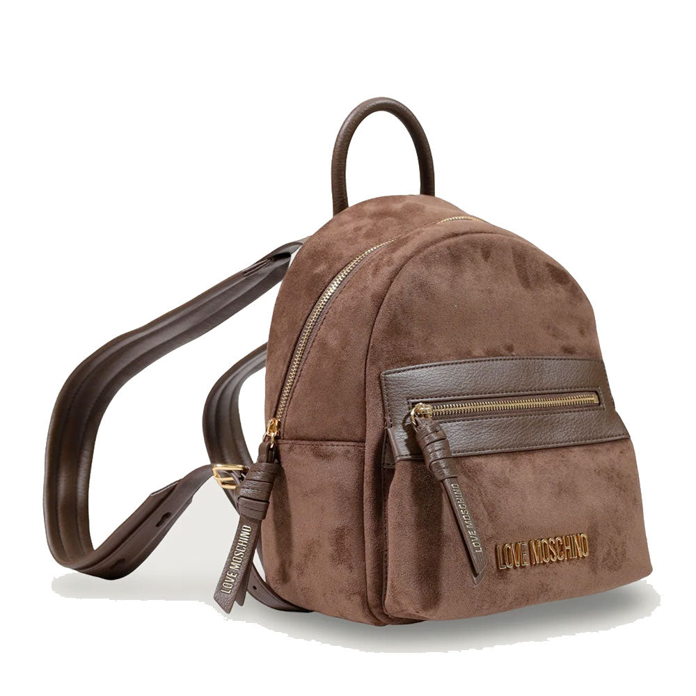 Zaino Donna LOVE MOSCHINO linea Signature Zip in Velour Marrone